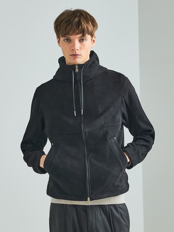 【セットアップ対応】フェイクスウェード パーカーブルゾン