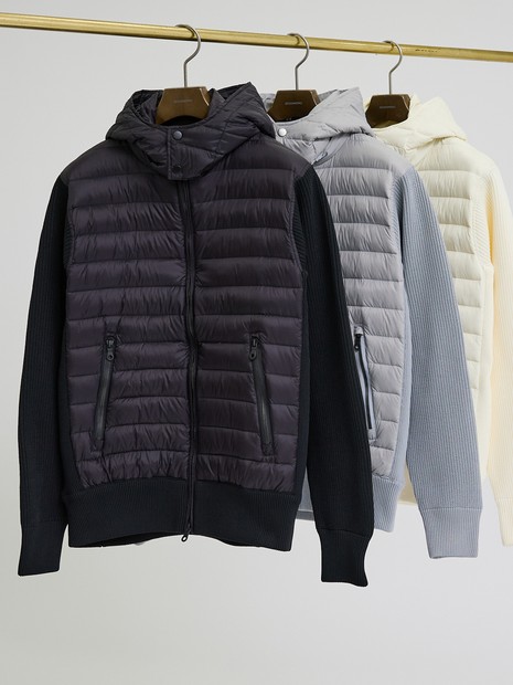 ニットコンビ　ダウンフード タフタ ブルゾン