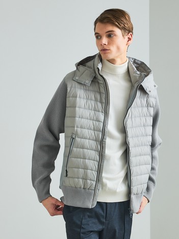 ニットコンビ　ダウンフード タフタ ブルゾン