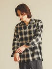 オンブレーチェック オープンカラーシャツ
