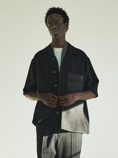 【セットアップ対応】ウールアムンゼン ハーフスリーブ半袖シャツ / オープンカラーシャツ / 半袖シャツ