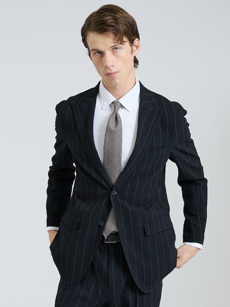 新品未使用/8万円/eleventy/ピークドラペル/コットンニットジャケット 26S/S】ウールストレッチサッカーピークドラペルジャケット