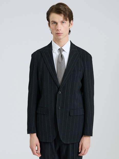 新品未使用/8万円/eleventy/ピークドラペル/コットンニットジャケット 26S/S】ウールストレッチサッカーピークドラペルジャケット