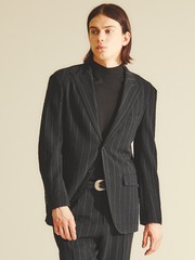 リエス　ピークドジャケット　ブラック 26S/S】ウールストレッチサッカーピークドラペルジャケット