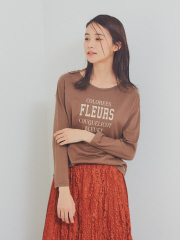 【Mylanka】FLEURSロゴプリントロングTシャツ