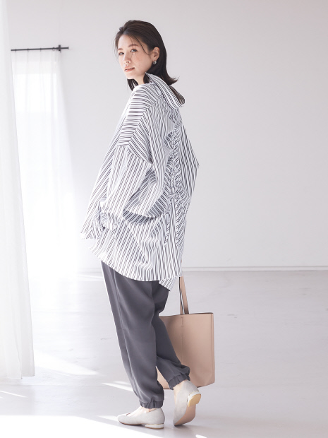 【BRAHMIN】バックギャザーシャツブラウス