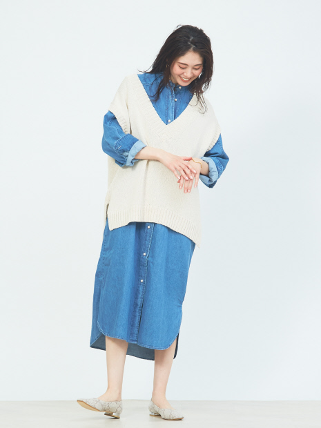 Blanc Basque パールボタンデニムシャツワンピース Select By Abahouse セレクト バイ アバハウス