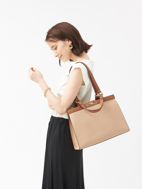 【HERALDO】ショルダー付きフェイクレザートートバッグ