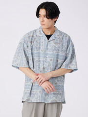 アバハウス
WEB限定　ビッグシルエット 総柄プリント オープンカラーシャツ