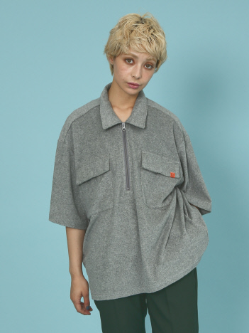 【UNIVERSAL OVERALL/ユニバーサルオーバーオール】　パイル シャツ / HALF ZIP / ハーフジップ