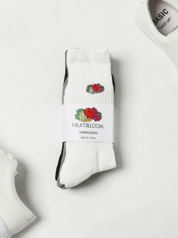 SELECT BY ABAHOUSE (MEN'S) - 【FRUIT OF THE LOOM】クルー丈 底パイル 刺繍 ソックス 3足セット