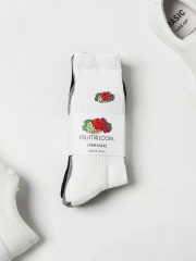 【FRUIT OF THE LOOM】クルー丈 底パイル 刺繍 ソックス 3足セット