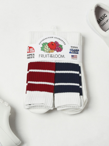 SELECT BY ABAHOUSE (MEN'S) - 【FRUIT OF THE LOOM】クルー丈 ライン ソックス 4足セット