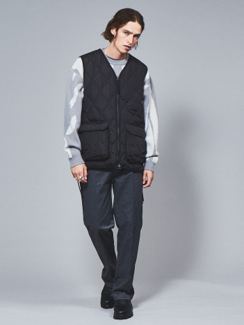 【WEB限定】TAION MILITARY LACE UP V NECK DOWN VEST / ミリタリーレースダウンベスト / TAION-001LUZML-1
