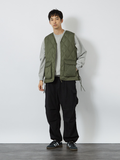 【WEB限定】TAION MILITARY LACE UP V NECK DOWN VEST / ミリタリーレースダウンベスト / TAION-001LUZML-1