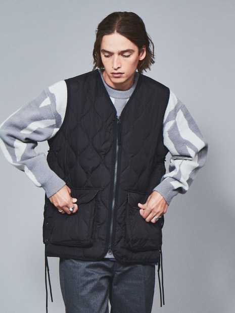 WEB限定】TAION MILITARY LACE UP V NECK DOWN VEST / ミリタリー