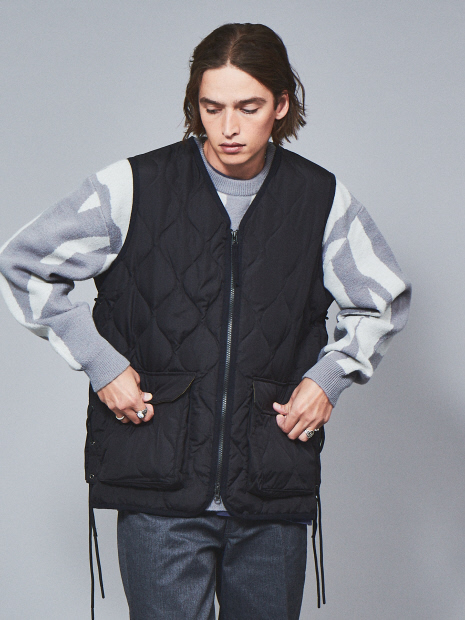 【WEB限定】TAION MILITARY LACE UP V NECK DOWN VEST / ミリタリーレースダウンベスト / TAION-001LUZML-1