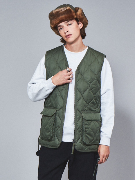 【WEB限定】TAION MILITARY LACE UP V NECK DOWN VEST / ミリタリーレースダウンベスト / TAION-001LUZML-1