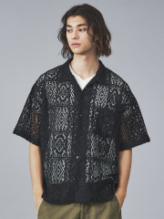 アバハウス
【Revo.】透かし編みニットオープンカラー半端袖シャツ