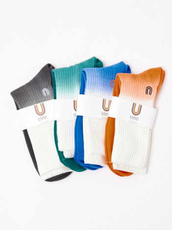 【UNIVERSALOVERALL / ユニバーサルオーバーオール】タイダイソックス /グラデーションリブクルー/LU-022