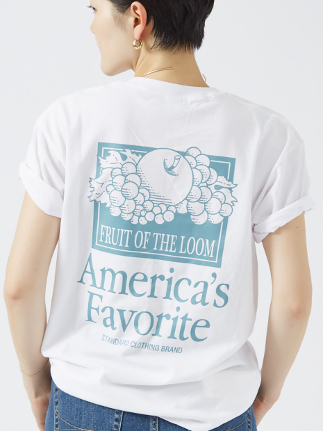 【FRUIT OF THE LOOM】プリントTシャツ / ワンポイント刺繍 / バックプリント / シンプル