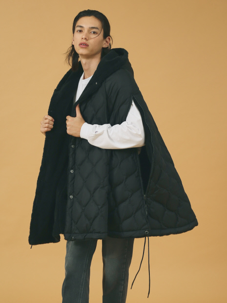 WEB限定】TAION MILITARY RIVERSIBLE DOWN CAPE【UNISEX】リバーシブルダウンケープ/  ポンチョ【予約】｜ABAHOUSE / アバハウス