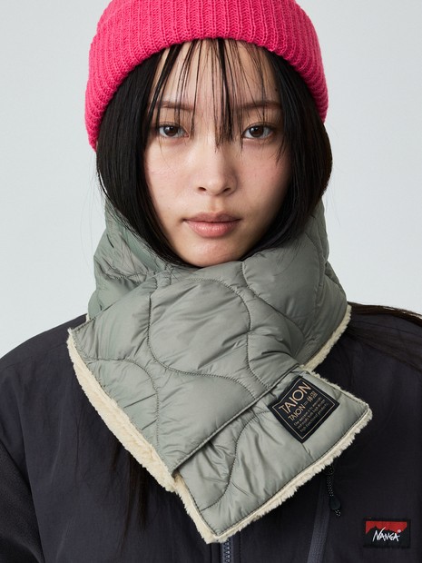 【WEB限定】TAION/タイオン リバーシブル ダウンマフラー-ソフトシェルR201ALSML-1SOFT SHELL