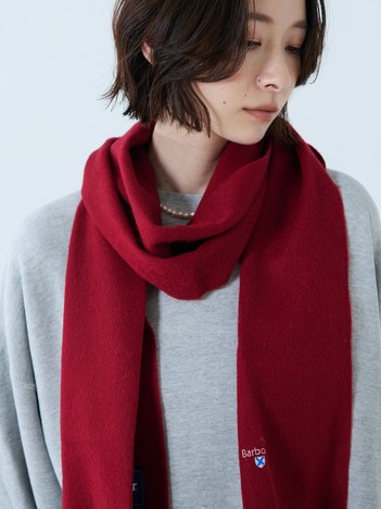 【BARBOUR/バブアー】プレーンラムウールスカーフ / マフラー / ウール / 無地 / ロゴ刺繍 / ユニセックス / ギフト / WEB限定