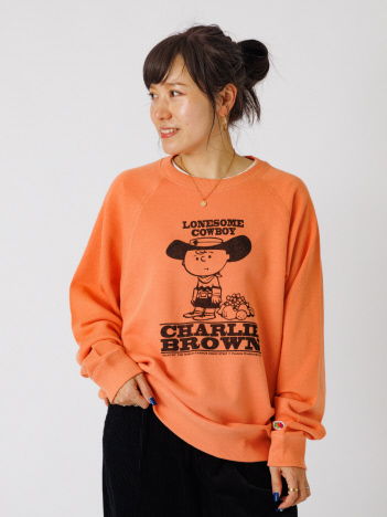 【FRUIT OF THE LOOM/フルーツオブザルーム】FTL×PEANUTSラグラン甘編みクルースウェット