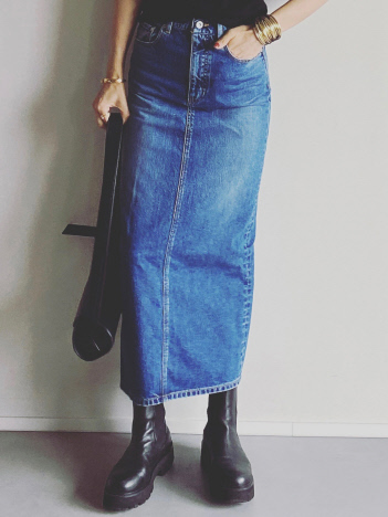 【woadblue /ウォードブルー】I LINE DENIM SKIRT / Iライン デニムスカート