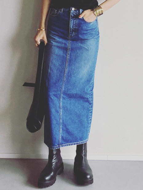 【woadblue /ウォードブルー】I LINE DENIM SKIRT / Iライン デニムスカート