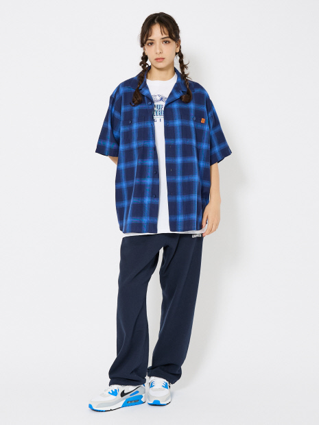 【UNIVERSALOVERALL / ユニバーサルオーバーオール】OPEN COLLAR SHIRT/半端袖オープンカラーシャツ