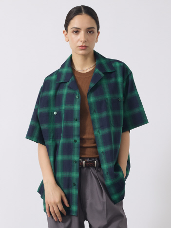 ABAHOUSE - 【UNIVERSALOVERALL / ユニバーサルオーバーオール】OPEN COLLAR SHIRT/半端袖オープンカラーシャツ