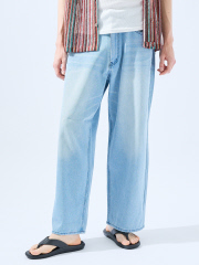 ABAHOUSE - SLUB DENIM BAGGY PANTS /スラブ デニム バギー パンツ/カーブデニム