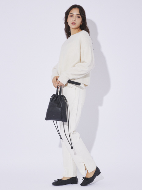 【YArKA/ヤーカ】real leather drawstring shoulder mini bag/レザー巾着ショルダーバッグ【予約】