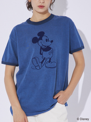 【GOOD ROCK SPEED / グッドロックスピード】フロッキープリント / ミッキー / Disney /ディズニー / リンガーT / プリントTシャツ【WEB限定】【予約】