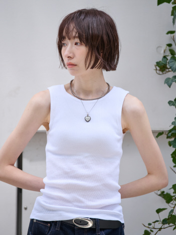 【Hanes / ヘインズ】ブラアメリカンスリーブ / コットン / カップ付き / ノースリーブトップス 【WEB限定】