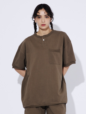 【JEMORGAN LONG JOHNS/ジェーイーモーガンロングジョーンズ】カットオフ半袖ボタンTシャツ JE175-224/半袖/ボタン/ヘンリー/リブ【WEB限定】