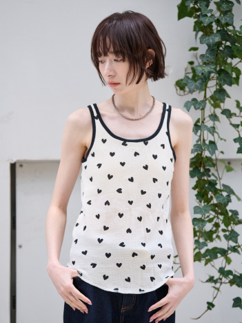 【JEMORGAN/ジェーイーモーガン】カップ付クレリックタンクハート柄/カップ付き/パック入り/ハート/ギフト【WEB限定】