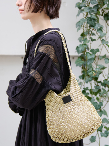 【Swaraj/スワラージ】手編みのメタリックマクラメバッグ / ハンドバッグ / ハンドメイドOVAL TOTE【WEB限定】
