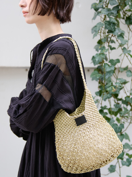 【Swaraj/スワラージ】手編みのメタリックマクラメバッグ / ハンドバッグ / ハンドメイドOVAL TOTE【WEB限定】
