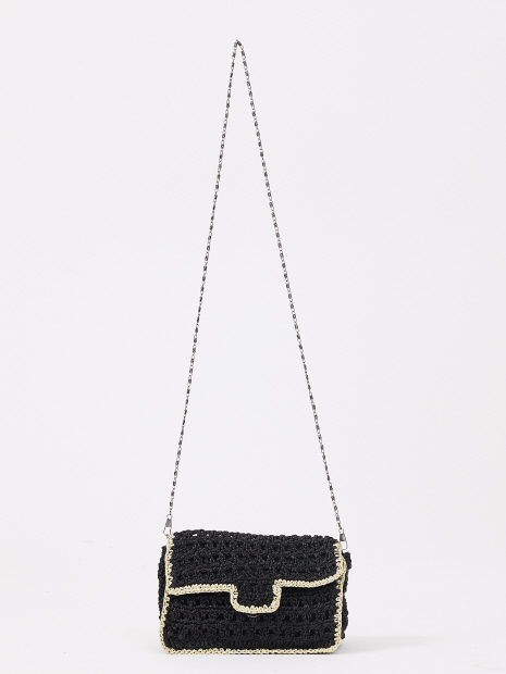 【Swaraj/スワラージ】手編みのメタリックマクラメBAG / チェーンミニバッグ / ハンドメイド