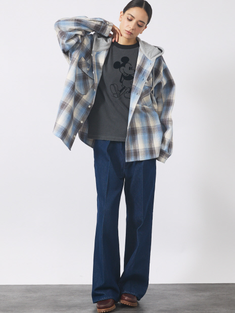 【UNIVERSAL OVERALL / ユニバーサル オーバーオール】HOODIE BIG WORK SHIRT/フード付きチェックビックシャツ/ユニセックス【予約】