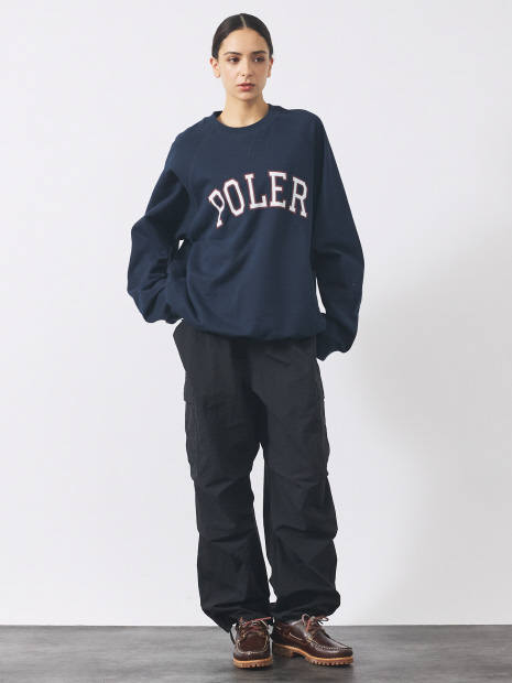 【POLER/ポーラー】COLLEGE RAGLAN CREW スウェット/カレッジロゴ/ラグラン袖/ユニセックス【予約】