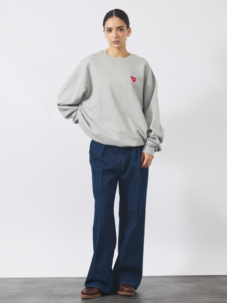 【POLER / ポーラー】HEART LOGO EMBROIDERY CREW/ハートロゴ刺繍 クルーネックスウェット/ユニセックス【予約】