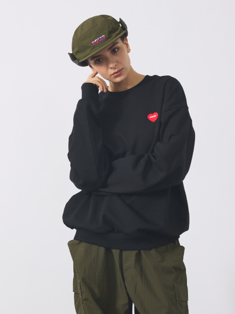 【POLER / ポーラー】HEART LOGO EMBROIDERY CREW/ハートロゴ刺繍 クルーネックスウェット/ユニセックス【予約】