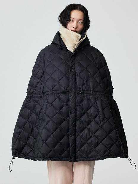 TAION / タイオン】ポンチョ型ダウン/ケープ/ダウン/フード付き/収納