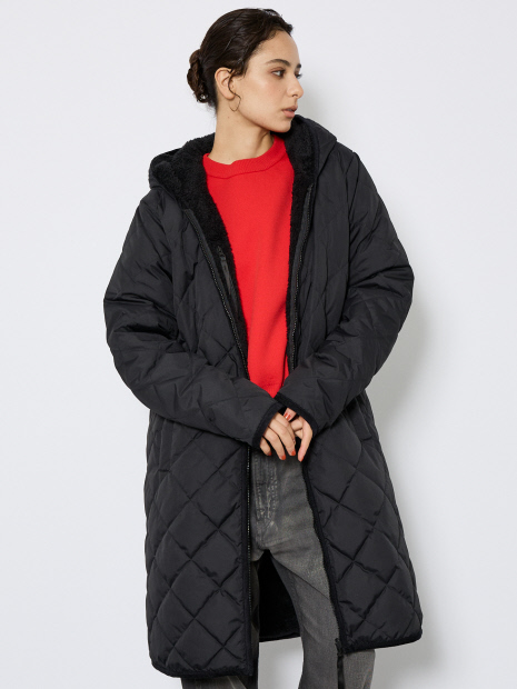 【TAION / タイオン】シティ リバーシブル パイピングフード ダウン×ボア コート/ボア/2WAY/ユニセックス【WEB限定】【予約】