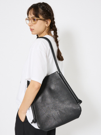 【YArKA / ヤーカ】real leather cord adjustment 2way tote bag/リアルレザーマルチトート/ Y2401FRB26
