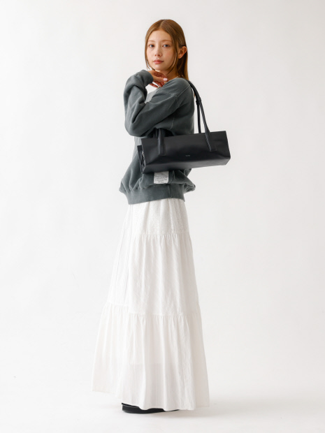 【YArKA/ヤーカ】real leather rectangle low & wide bag /リアルレザー/ワイドショルダーバッグ/Y2406BLB49【予約】